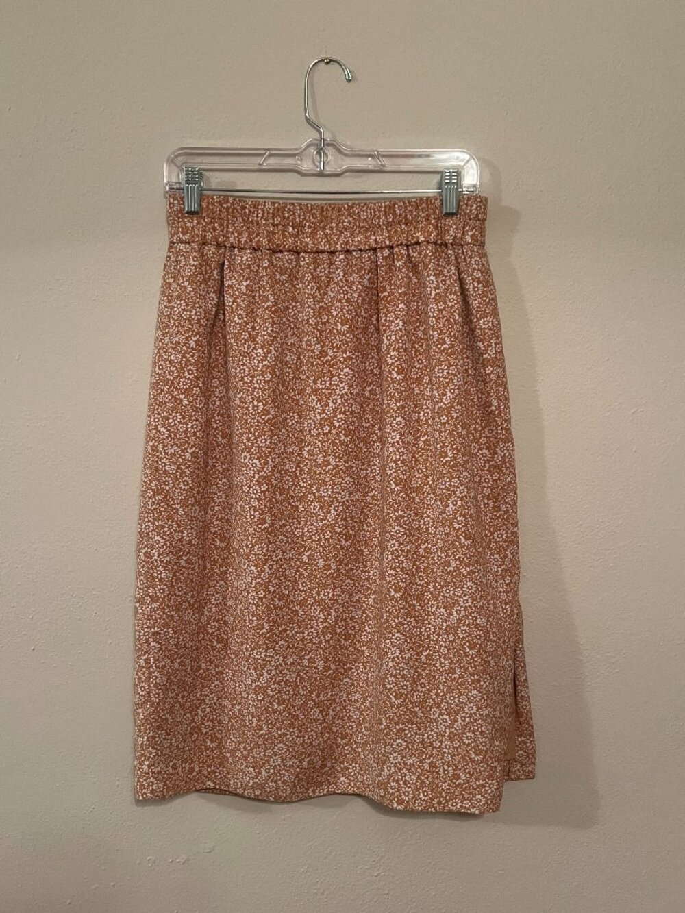 J. Crew Marigold/White Floral Midi Skirt, Size S